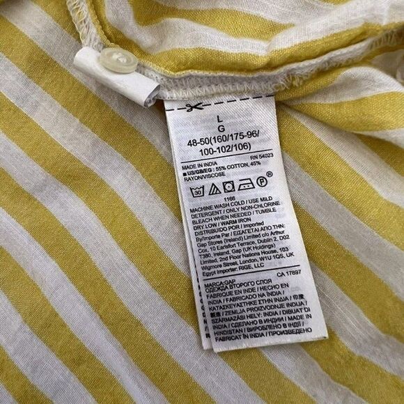 Gap Womens Yellow & White Striped Relaxed Boxy Button Front Shirt Size Large - Picture 8 of 10